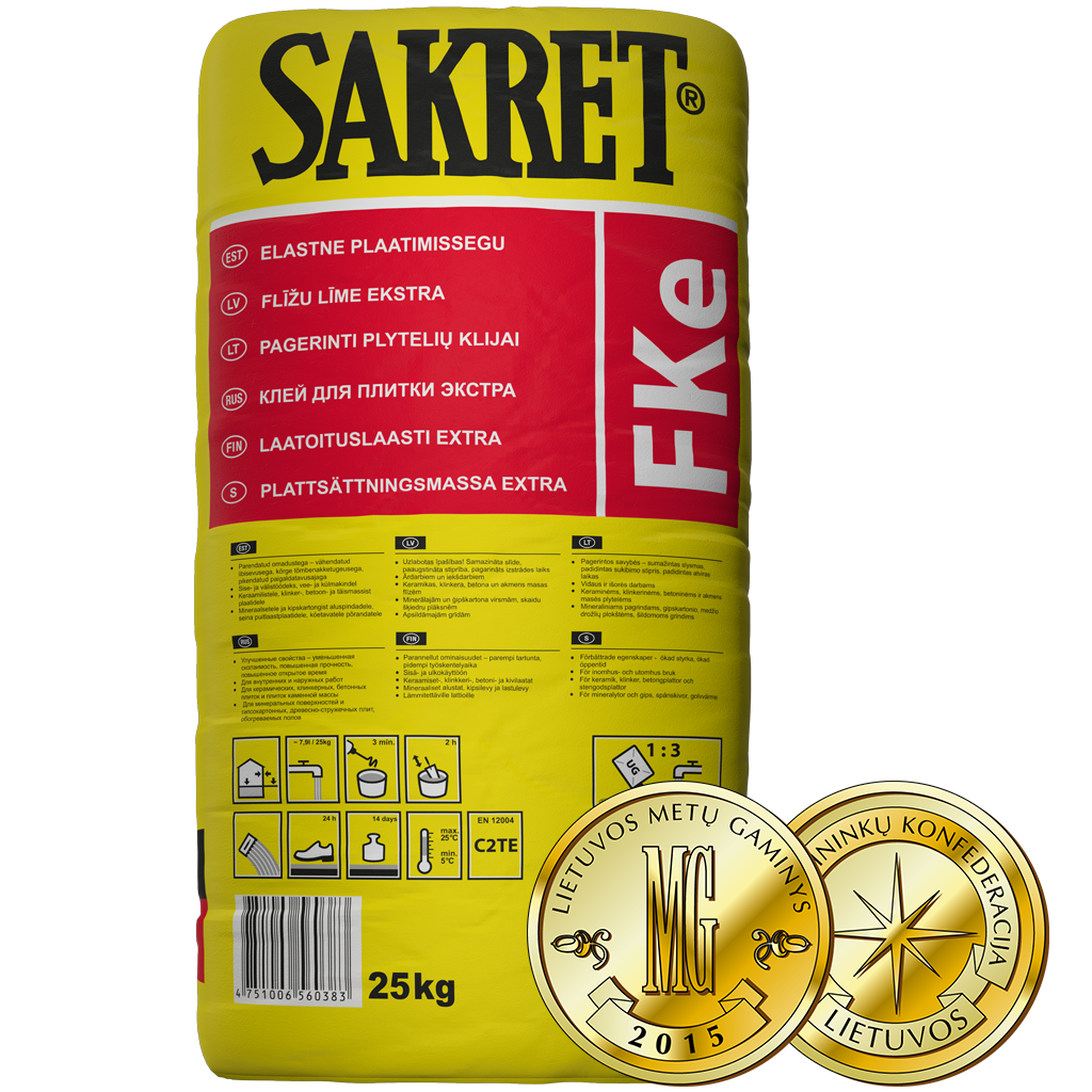 ELASTINGI PLYTELIŲ KLIJAI SAKRET FKE 25 KG (C2TE)