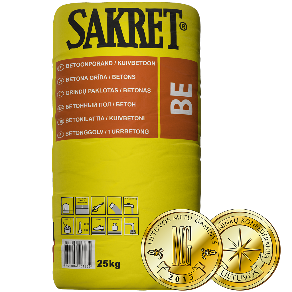 BETONAS SAKRET BE 25 KG GRINDŲ PAKLOTAS storis min. 40mm (C25)