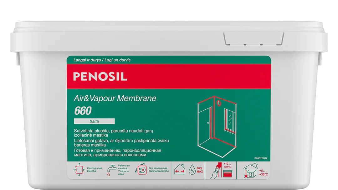 SANDARINIMO MASTIKA AIR&VAPOUR MEMBRANE 660 5 KG BALTAS PENOSIL