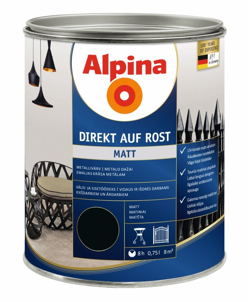 EMALĖ A. DIREKT AUF ROST  RAL9005 0.75 L JUODI (matiniai)