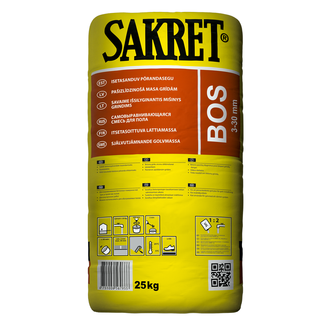 SAVAIME IŠSILYGINANTIS MIŠINYS SAKRET BOS 25 KG 3-30mm greitai kietėjantis