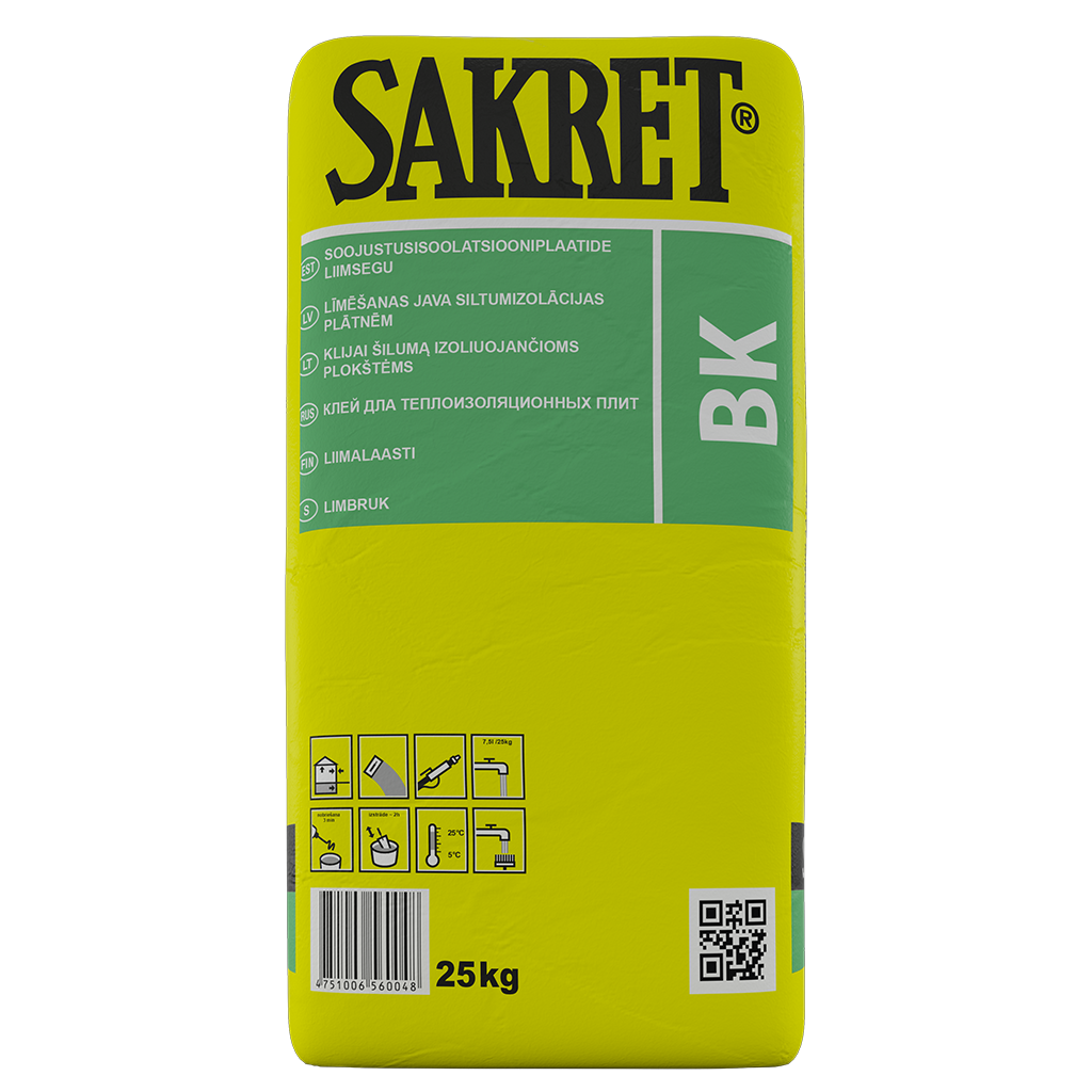 KLIJAVIMO MIŠINYS SAKRET BK VATAI / POLISTIRENUI 25 KG